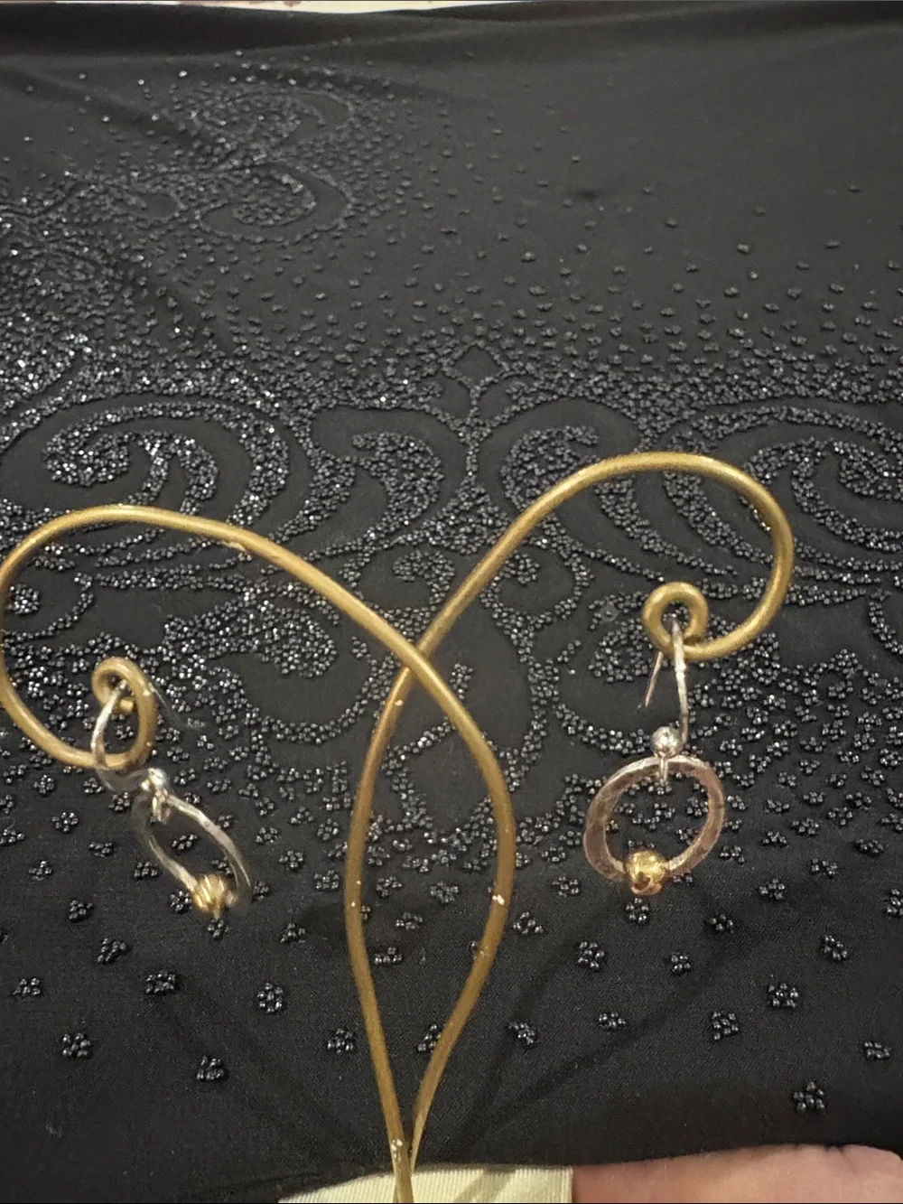 Handcrafted sterling Silver and Gold Accent Hoop Earrings